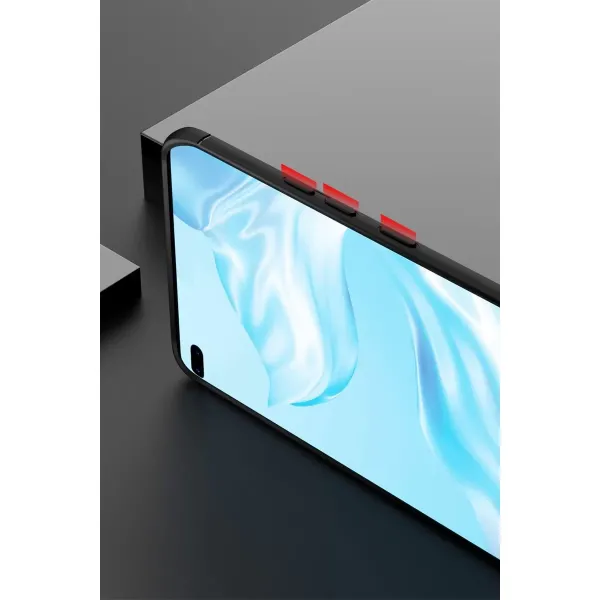 Huawei P40 Pro Kılıf Range Yüzüklü Silikon - Siyah-mavi
