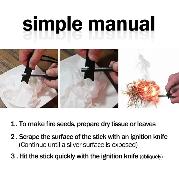 Survive Magnezyum Çubuğu Ateş Başlatıcı Çakmak Taşı
