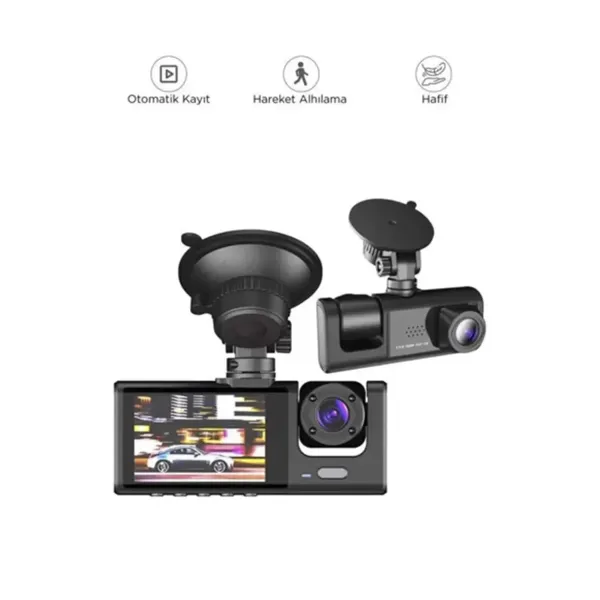 Araç İçi 1080p 3 Kameralı Lcd Ekranlı Gece Görüşlü , G-sensör , Geri Görüş Kamera