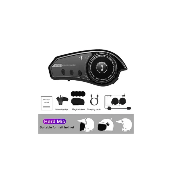 Bt35 Kask Kulaklık Bluetooth 5.0 Motosiklet Interkom Su Geçirmez Kablosuz Kulaklık