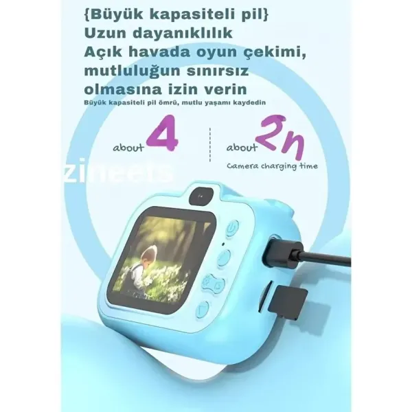 Dijital Fotoğraf Makinesi Çocuk Mini 1080p Hd Kamera Selfie Tripotlu Ön Arka Kamera