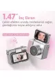 2k Mini Dijital Retro Video Kamera Flaşlı Dijital Vlog Mini Fotoğraf Makinesi Türkçe Menü Pembe