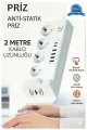Akım Korumalı Priz Ve Masaüstü Şarj İstasyonu Kablosuz 4 Priz ,4 Usb, 2 Type-c Girişli 2 Metre