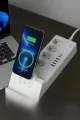 Akım Korumalı Priz Ve Masaüstü Şarj İstasyonu Kablosuz 4 Priz ,4 Usb, 2 Type-c Girişli 2 Metre