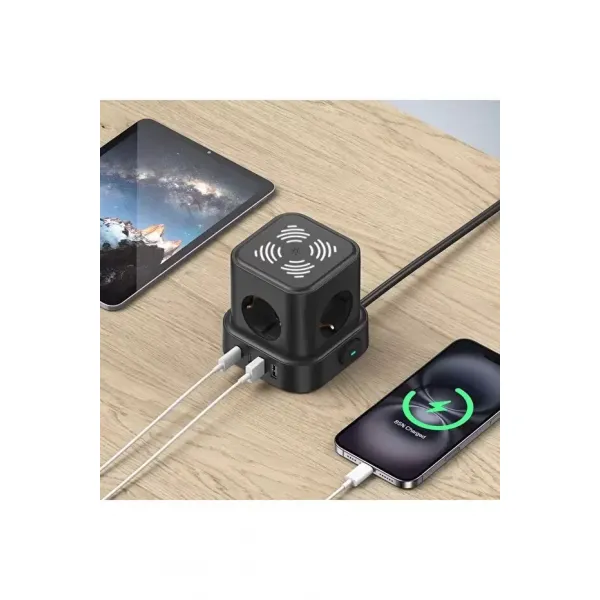 4lü Akım Korumalı Priz Gece Lambalı 2xusb 2xtype-c Çıkış Yüksek Gerilim Koruma Çoklu Priz Çoğaltıcı