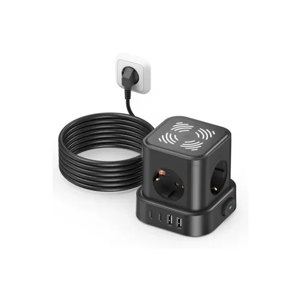 4lü Akım Korumalı Priz Gece Lambalı 2xusb 2xtype-c Çıkış Yüksek Gerilim Koruma Çoklu Priz Çoğaltıcı