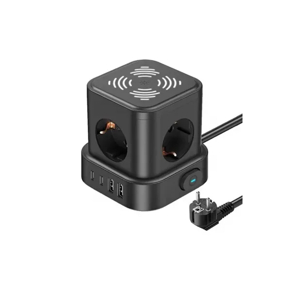 4lü Akım Korumalı Priz Gece Lambalı 2xusb 2xtype-c Çıkış Yüksek Gerilim Koruma Çoklu Priz Çoğaltıcı