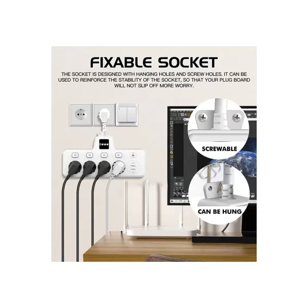 Termal Akım Korumalı 4’lü Duvar Tipi Priz 2x Usb 2x Type-c Çıkışlı Grup Priz Çoğaltıcı Beyaz (2500w)