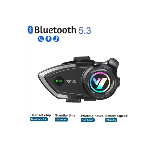 Y80 Motosiklet Kask Kulaklık Intercom Işıklı Motorsiklet Interkom