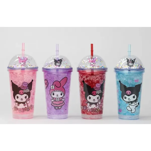 Sevimli Kuromi Işıklı Pipetli Boncuklu Suluk & Bardak 400 Ml Alk3144