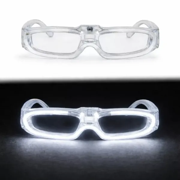 Beyaz Led Işıklı Parti Gözlüğü 3 Modlu – Glow  Gece Eğlence Gözlüğü