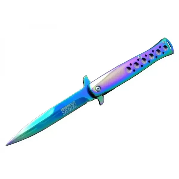 Tac-force Tac Force Ti-lite 1111 Gk Gökkuşağı Kamp / Av Çakısı 23cm- Yarı Otomatik, Kemerlikli, Metal Desenli Sap