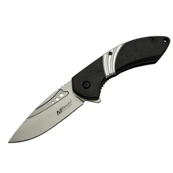 4214 Beyaz Kamp Çakı 20cm- Yarı Otomatik, Kemerlikli, Oluklu