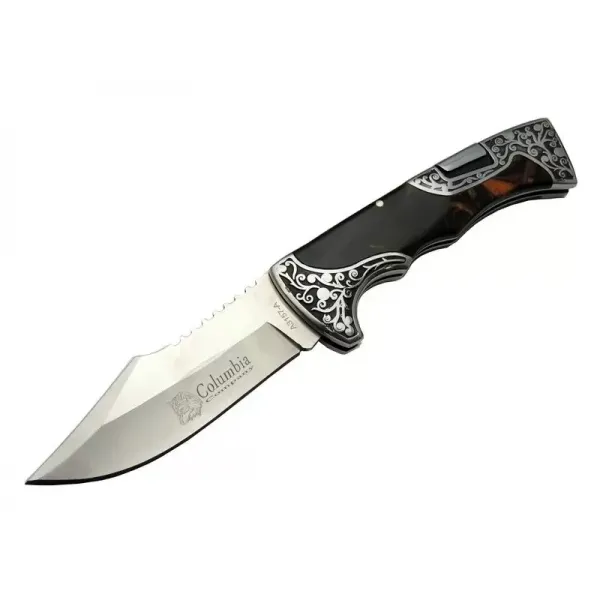 A3157b Kahverengi Av / Kamp Çakı 23 Cm - Sedef İşlemeli Saplı,