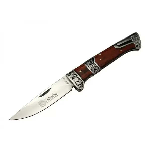 Mb3936a Kahverengi Av / Kamp Çakısı 20cm- Manuel, İşlemeli, Kemerlikli, Ahşap Sap