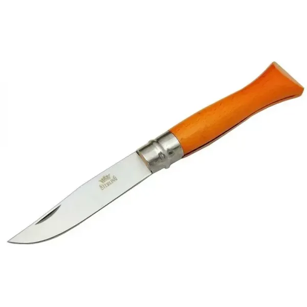 T0196 Bahçe Çakı 16 Cm - Ahşap Turuncu Sap, Bilezikli, Kılıflı