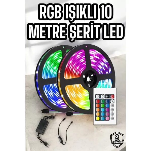 Yeni Nesil Rgb Işıklı 10metre Şerit Led Kumandalı Kullanım