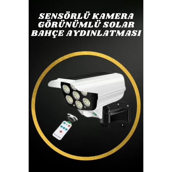 Solar Lamba Kamera Görünümlü Duvar Lambası Dönebilen Bahçe Aydınlatması