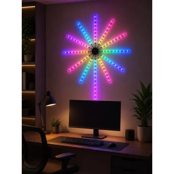 Dekoratif Rgb Fireworks Led Duvar Işığı Çok Renkli Telefon Kontrollü Led Aydınlatma