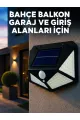 Solar Led Bahçe Aydınlatma Lambası 3 Işık Modlu Sensörlü Duvar Tipi Dış Mekan