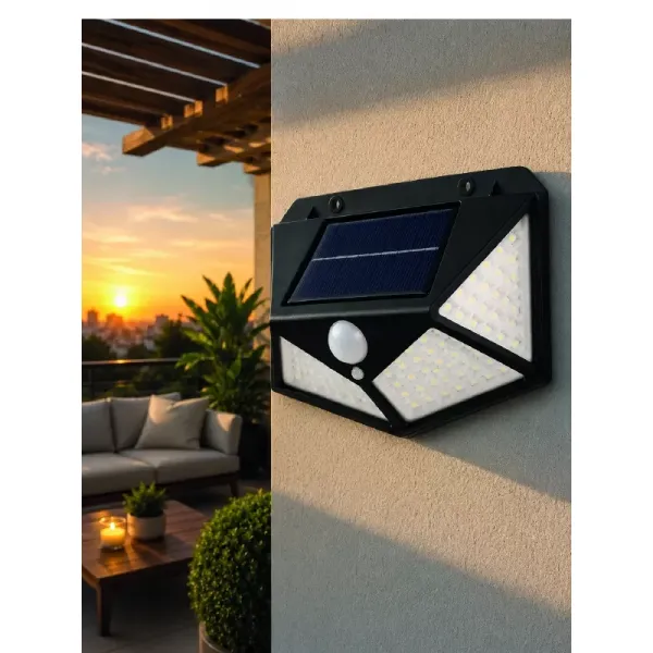 Solar Led Bahçe Aydınlatma Lambası 3 Işık Modlu Sensörlü Duvar Tipi Dış Mekan