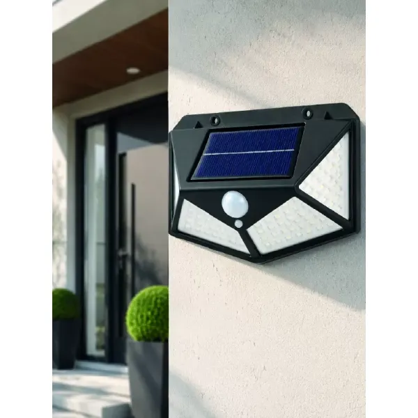 Solar Led Bahçe Aydınlatma Lambası 3 Işık Modlu Sensörlü Duvar Tipi Dış Mekan
