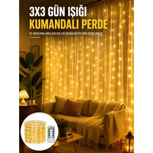 Zaman Ayarlı 8 Modlu Günışığı Perde Led Işık Usb Çalışma Yeni Nesil