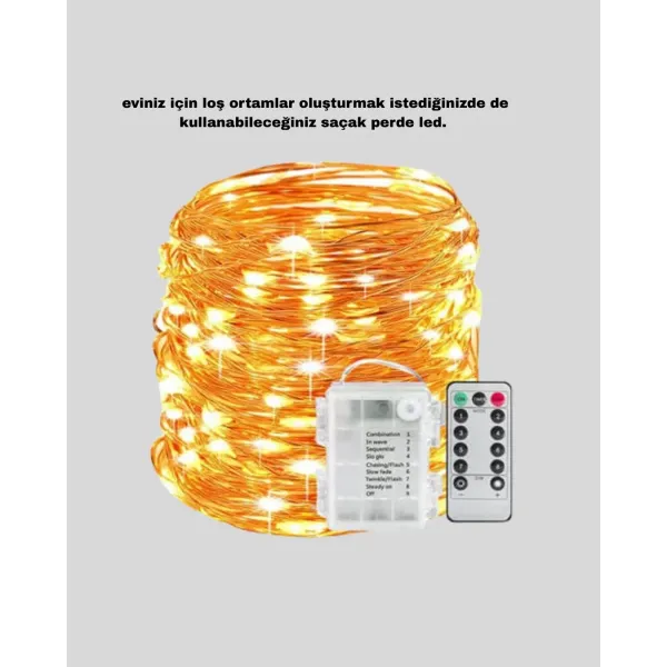 Zaman Ayarlı 8 Modlu Günışığı Perde Led Işık Usb Çalışma Yeni Nesil