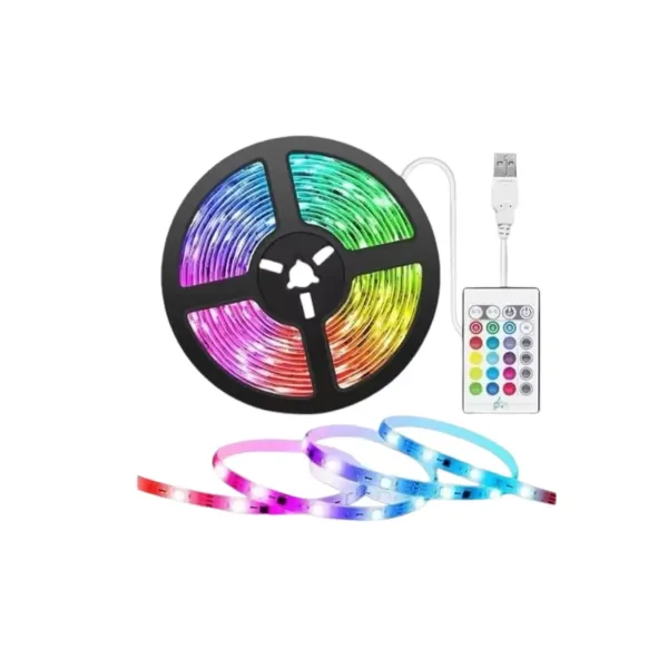 Kumandalı Rgb Şerit Led 5 Metre Renk Değiştiren Dekoratif Led Işık