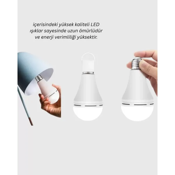 Yüksek Işık Güçlü Şarjlı Led Ampul E27 30w Enerji Tasarruflu