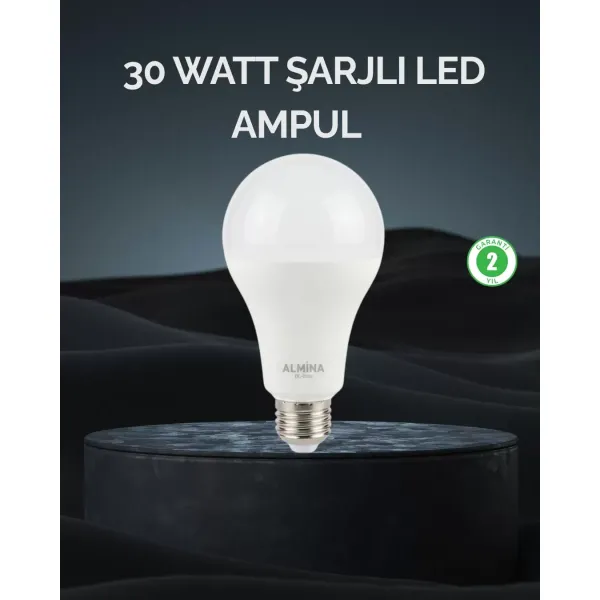 Şarjlı Led Ampul 30 Watt Soğuk Beyaz