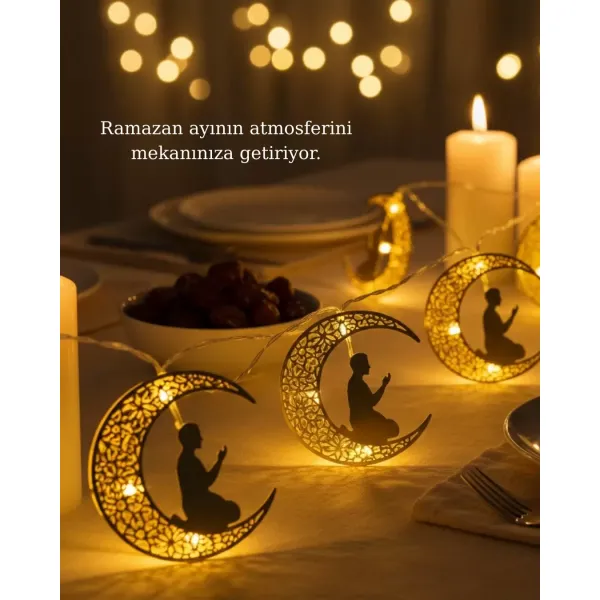Dekoratif Ramazan Ay Işığı Secde Eden Adam Figürlü