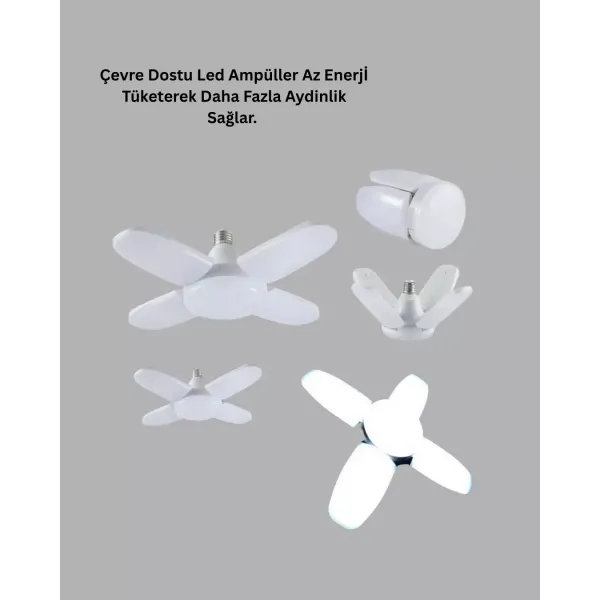 Enerji Tasarruflu Led Ampül 60 Watt 4 Kollu Beyaz Işık Yeni Nesil