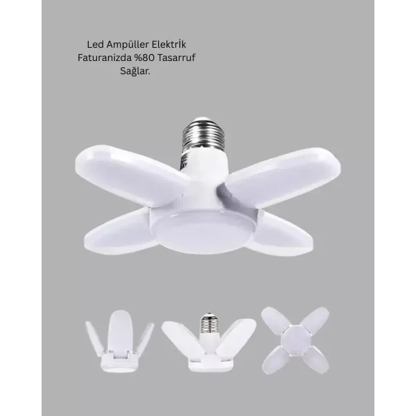 Enerji Tasarruflu Led Ampül 60 Watt 4 Kollu Beyaz Işık Yeni Nesil