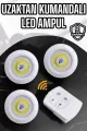 Spot Lamba Led Işık 3'lü Uzaktan Kumandalı Pilli Yapışkanlı Kablosuz Yeni Nesil
