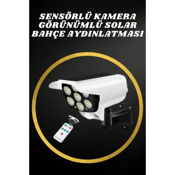Solar Lamba Kamera Görünümlü Duvar Lambası Dönebilen Bahçe Aydınlatması