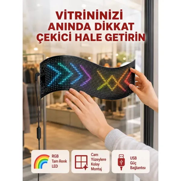 Usb Girişli Rgb Led Tabela Ayarlanabilir Parlaklık Ve Kayan Yazı Özellikli