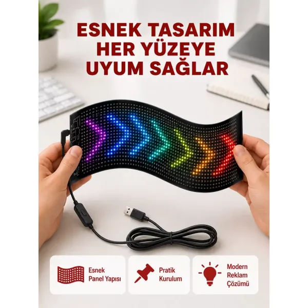 Usb Destekli Led Mağaza Tabelası – Renkli Rgb Kayan Yazı Paneli