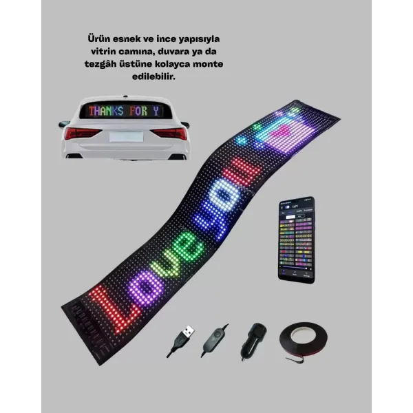 Usb Destekli Led Mağaza Tabelası – Renkli Rgb Kayan Yazı Paneli