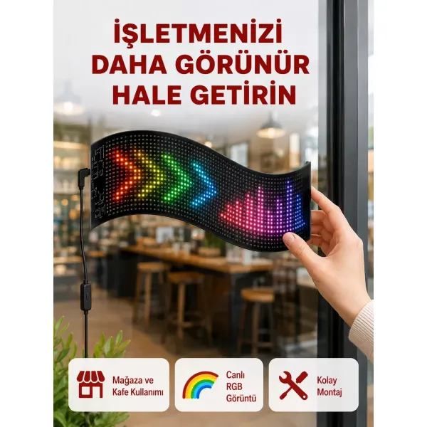 Rgb Renkli Led Ekran Tabela Usb Bağlantılı Ve Kayan Yazı Destekli