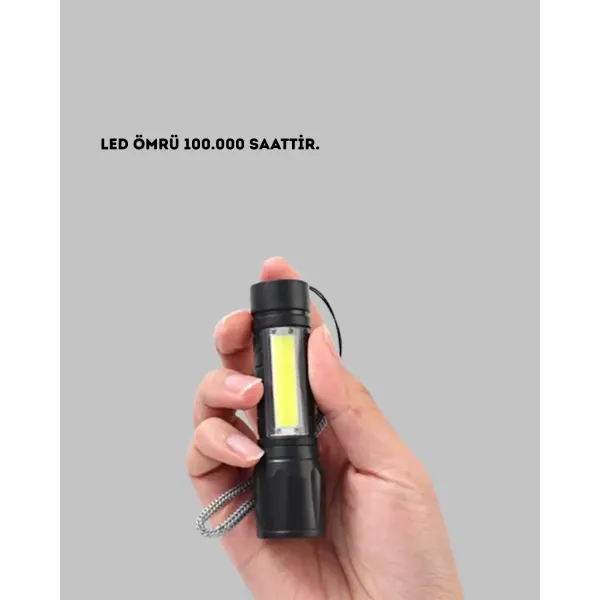 4 Mod Şarjlı Işıldak | Ultra Güçlü Cree Led | Su Geçirmez Alüminyum Gövde