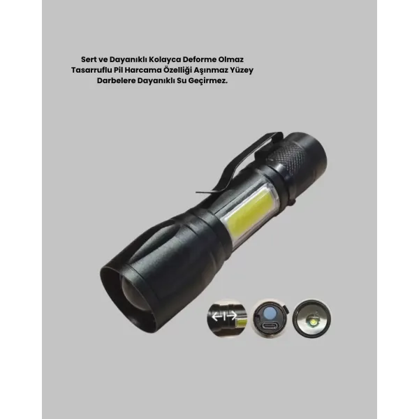 Ultra Dayanıklı 4 Mod Şarjlı Işıldak | Suya Ve Darbeye Dayanıklı | 100.000 Saat Led Ömrü