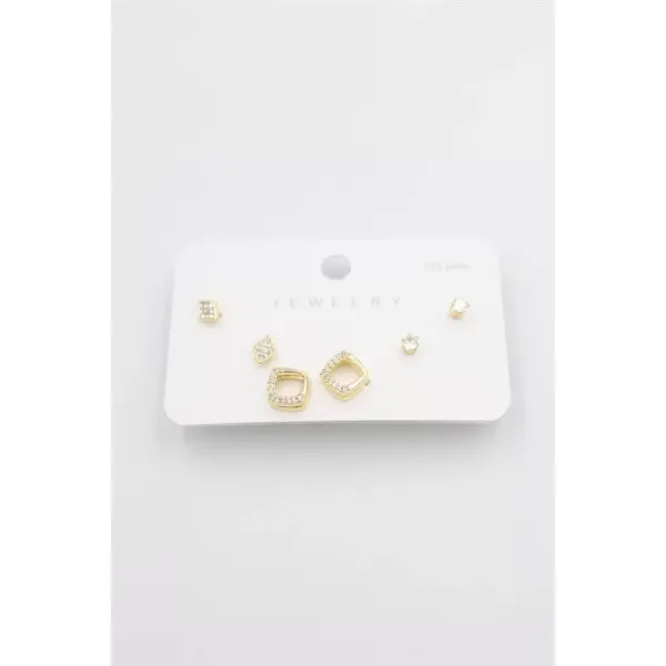 Çoklu Set Küpe - Altın