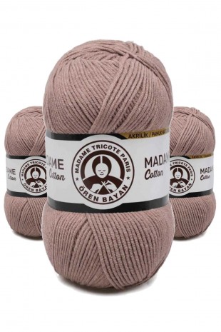 3 Adet Madame Cotton El Örgü İpi Yünü 100 gr 057 Açık Kahve