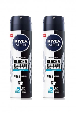 2 Adet Men Invisible Black&White Fresh Erkek Deodorant Sprey 150 ml