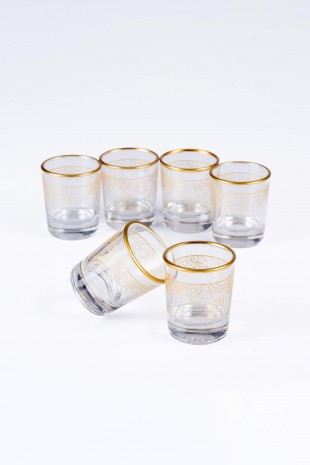 6'lı Lüks Altın Varak Kahve Yanı Su Bardağı Shot Bardağı Seti 40ml x 6 adet