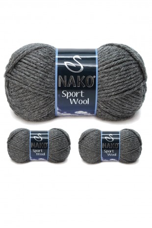 3 Adet Sport Wool Atkı Bere Ceket Yelek Örgü İpi Yünü No: 193 Koyu Gri Melanj
