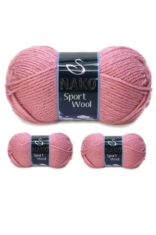 3 Adet Sport Wool Atkı Bere Ceket Yelek Örgü İpi Yünü No: 2276 Gül