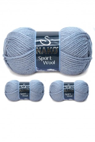 3 Adet Sport Wool Atkı Bere Ceket Yelek Örgü İpi Yünü No: 11223 Denim Melanj