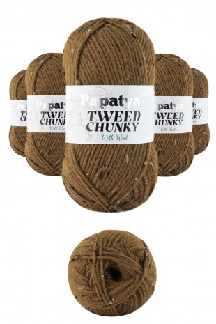 5 Adet Tweed Chunky Kırçıllı Hırka Battaniye Şapka Bere Örgü İpi Yünü - 8780